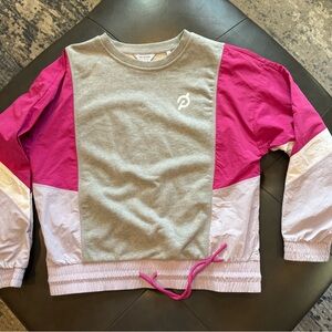 Peloton Gray and Pink Drawstring Sweatshirt